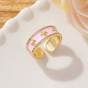 Anillo con microincrustaciones de flores, Rotación Expert Custom, Estándar Europeo, Retención de Color Metálico Industrial, Venta al por Mayor Mixta - Product Image 1