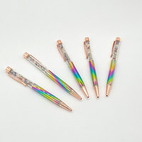 Stylo à bille artisanal en cristal de guérison des 7 chakras, avec des pierres précieuses mélangées à l'intérieur, artisanat en cristal fait à la main