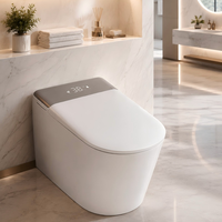 WC intelligent à siphon intégré au sol avec télécommande, évacuation en S-trap, siège chauffant et contrôle automatique de l'eau