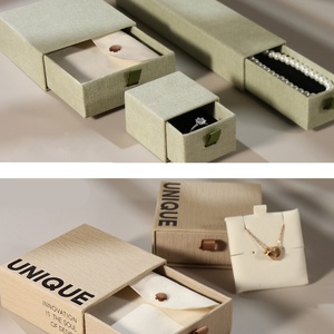 Boîte à bijoux personnalisée recyclable, emballage en papier personnalisé, boîtes à bijoux en carton avec pochette - Product Image 5