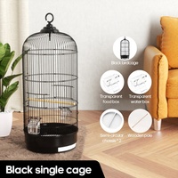 Vente en gros Cage d'élevage pour perroquet Cage ronde pour perroquet avec crochet Cage de transport d'oiseau perroquet blanc avec pied