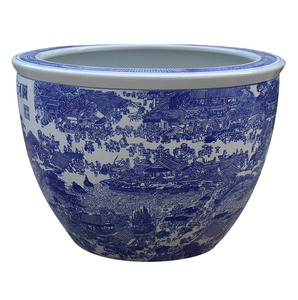 Grande vaso <span class=keywords><strong>di</strong></span> fiori in ceramica per esterni in stile <span class=keywords><strong>palazzo</strong></span> cinese tradizionale blu bianco fioriera da giardino per uso domestico - Product Image 4