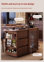 Table à thé mobile moderne et minimaliste en bois, meuble de salon avec théière intégrée, station de thé compacte pour balcon, rangement facile