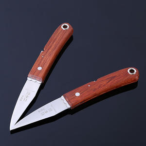 Premium Folding Grafting Knife 80mm Straight Edge High <b>Carbon</b> Steel Blade For Potted Plant Pruning Brown Handle - Product Image 1