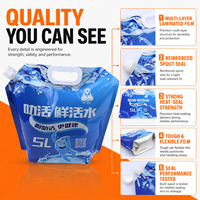 Pochette souple personnalisée de 5 L avec bec verseur, Doypack autoportant en plastique laminé aluminium avec poignée pour eau potable et jus de fruits