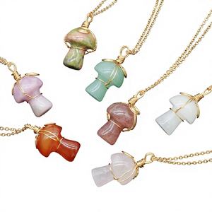 Colgante de cristal natural de 20 mm con forma de hongo pequeño, pulido y rectificado, para bricolaje, suministro mayorista para comercio electrónico transfronterizo - Product Image 1