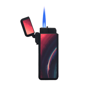 Conceptions personnalisées en plastique bon marché puissant coupe-vent flamme bleue briquet torche pour grossistes 2025 fabricants vente en gros - Product Image 1