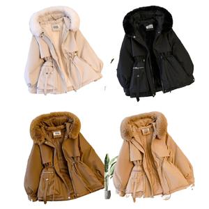 Abrigo de algodón grueso de moda para mujer, de color liso, con cremallera y manga larga - Product Image 6