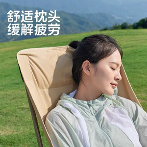 Outdoor Folding Chair High Back Portable Beach Chair With Pillow For Camping Picnic Fishing Relaxation - Product Image 1