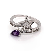 Étoile Pourpre De Mariage En Pierre Collier Et Bracelet Et Boucle D'oreille Et Bague Ensemble