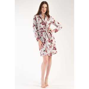 Robe courte matelassée à col châle et manches longues pour femme – Vêtement de nuit confortable - Product Image 5