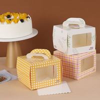 Boîte à gâteau tiramisu personnalisée de 6 pouces, boîte cadeau pour gâteau, boîte à gâteau recyclable avec fenêtre transparente et poignée