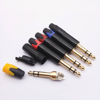 TS TRS colokan Audio lapis emas, colokan tembaga Stereo 6.35mm dengan kunci untuk gitar listrik Piano listrik