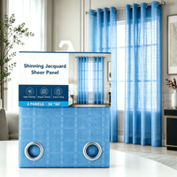 Ensemble de 2 panneaux de rideaux jacquard transparents prêts à poser 54"x84" respirants pour la décoration d'appartements, d'hôtels et de maisons