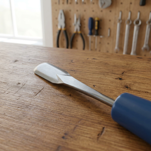 Instrumento óptico de precisión Crescent Edge con mango azul para manipulación de lentes, pruebas y aplicaciones ópticas profesionales - Product Image 1