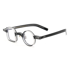 Nouvelles montures de lunettes optiques rondes en acétate texturé, durables et élégantes, de couleur noire, pour visage en forme de losange - Product Image 3
