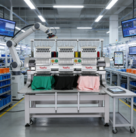 Machine à broder automatique à 3 têtes, 12/15 aiguilles, haute productivité industrielle