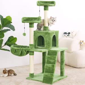 Menara pohon kucing kayu alami, menara panjat kucing stabil, mainan gantung & kondominium, furnitur hewan peliharaan untuk kucing dewasa - Product Image 1