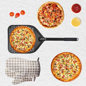Pelle à pizza perforée en aluminium anodisé avec manche en métal, pelle à pizza rotative pour four à pizza extérieur - Product Image 4