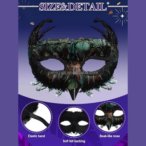 Masques de paon HLC, masques <span class=keywords><strong>d</strong></span>'animaux en <span class=keywords><strong>plumes</strong></span>, masques de mascarade, masques <span class=keywords><strong>d</strong></span>'<span class=keywords><strong>oiseaux</strong></span>, masques de cosplay pour Halloween, masques pour le Mardi Gras et le carnaval vénitien - Product Image 4