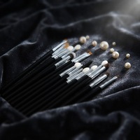 Ensemble de 20 pinceaux de maquillage personnalisés avec manche en bois pour fard à paupières, eye-liner, anticernes, masque, crayon à sourcils, 5 pinceaux à cils personnalisés