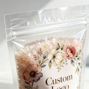 Custom Design Printed Clear Stand Up Pouch With Zipper Top For <b>Bath</b> <b>Salt</b> Skincare Personal Care Resealable Bag - Product Image 3
