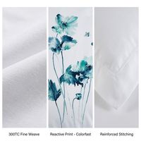Parure de lit 4 pièces 300TC 60S 100% Coton Imprimé Réactif pour Hôtels de Luxe et Usage Domestique, Housse de Couette Anti-Boulochage et Couleurs Inaltérables, Tailles King et Queen