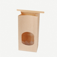 Sac de boulangerie en papier kraft brun écologique imprimé sur mesure avec poignées plates et fenêtre, pochette d'emballage pour pain de qualité alimentaire pour boulangerie
