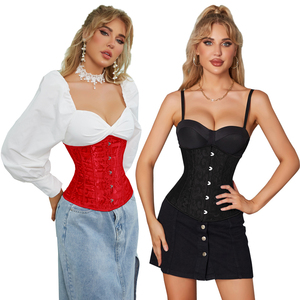 Mujeres Sexy Adelgazamiento Satén Jacquard Floral Cordón Hueso Fajas Corsés Bustiers Ropa interior Corsé/Poliéster - Product Image 2