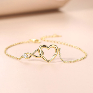 New High Quality Women Fashion Jewelry Real Gold Plated Heart Charm <b>Bracelet</b> <b>for</b> <b>Couple</b> Ready to Ship - Product Image 3