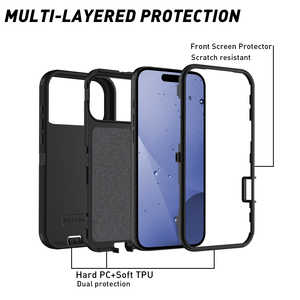 Chống sốc ba quốc phòng Heavy Duty Defender trường hợp đối với iPhone 17 17pro 17air 17 Pro Max gồ ghề lá chắn điện thoại di động Cover quay lại - Product Image 5
