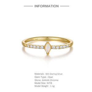 แหวนหมั้นเงินแท้ S925 ประดับโอปอลทรงหยดน้ำและเพชรทรงตาแมวเม็ดเดี่ยว ดีไซน์หรูหราจาก CANNER - Product Image 2
