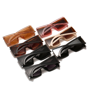 Caliente venta de moda de una pieza lente las mujeres grandes marco tonos diamantes gafas de sol - Product Image 3