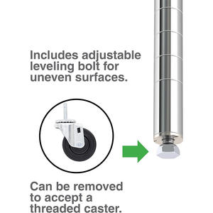 Poteaux empilables de style industriel Alera ALE pour étagères métalliques certifiées NSF, à assembler par enclenchement, 36 pouces de haut, argent (lot de 4) - Product Image 5