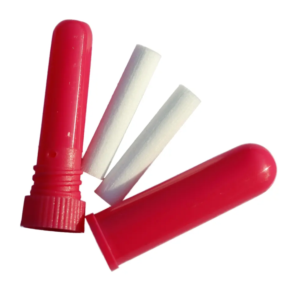 2024 bâtons d'inhalateur nasal vierges d'amathérapie de couleur rouge tube d'inhalateur de nez blanc