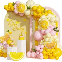 Set Balon Lengkung Tema Buah Stroberi Nanas Semangka Lemon Berkualitas Tinggi untuk Latar Belakang Pesta Ulang Tahun Anak Laki-laki Perempuan