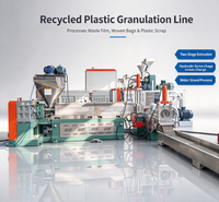 Ligne de granulation de plastique recyclé avec PLC et moteur, production de 300-600 kg/h, puissance de 75 kW