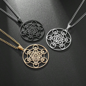 Collar de Acero Inoxidable 2026 con Sello de Ángel Arcángel Metatrón <span class=keywords><strong>para</strong></span> Hombre, Geométrico, Los Secretos de los Cabalistas, Joyería del Jardín de Salomón - Product Image 1