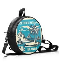 Sac à main rond en PU à motif Saipan personnalisé en gros, sac à bandoulière multi-usage pour femme, idéal pour les voyages, le marché, le shopping et les cadeaux personnalisés