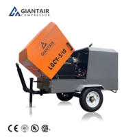 Compresseurs diesel portables mobiles GIANTAIR de petite taille, 8 bar, 25 bar, 115 psi, 5 m3/min, 185 Cfm, compresseur d'air diesel avec roues