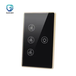 Factory Direct Sales 120Type US Digital Smart Fan Touch Switch (Neutral Wire+Fire Wire) Aluminium Frame