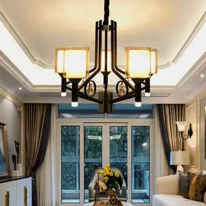 北欧设计现代奢华装饰室内玻璃铁天花板悬挂吊灯