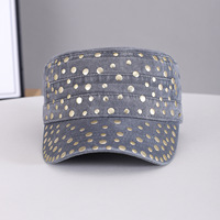 Gorra de béisbol vintage de algodón lavado con remaches metálicos europeos, unisex, personalizada, en stock, al por mayor, para adultos