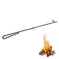 Bâton de brazier 2-en-1 détachable en fer pour foyer extérieur, outils de barbecue, peinture époxy noire