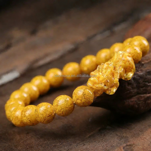 Bracelet unisexe classique en perles de cinabre naturel jaune Pixiu et <span class=keywords><strong>poisson</strong></span> <span class=keywords><strong>rouge</strong></span>, 8-12mm, cristal de Donghai, Chine, vente en gros - Product Image 3