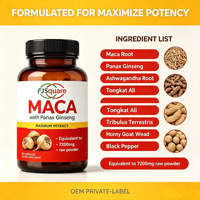 Poudre de racine de maca, 120 capsules végétales avec extrait de racine de maca noire + rouge + jaune, complément alimentaire pour hommes et femmes, OEM