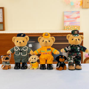 Militärpolizei Feuerwehrmann Logo Teddybär Superweicher PP-Baumwoll-Plüsch Stofftier Flugzeugunternehmen Werbegeschenk Maskottchen Günstig - Product Image 6