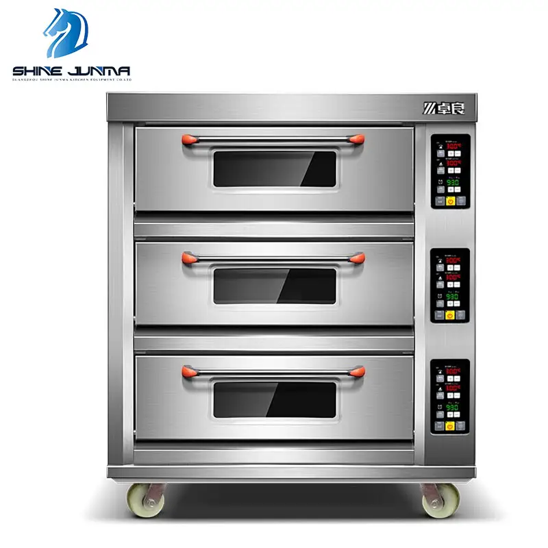 Commerciale 3 deck 9 vassoio forno a gas regolatore di temperatura del forno elettrico forno per il pane