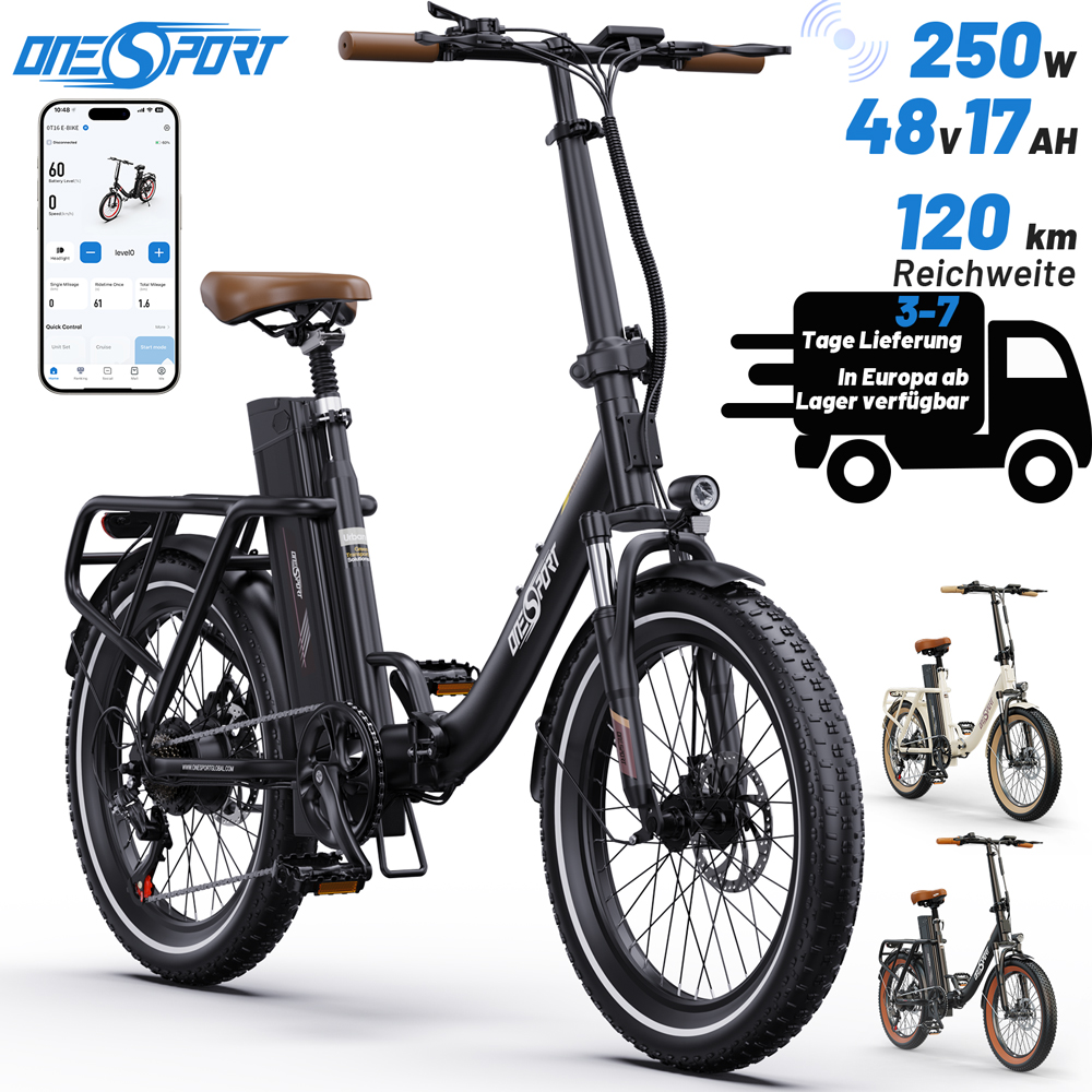 Fatbike pieghevole nera da strada