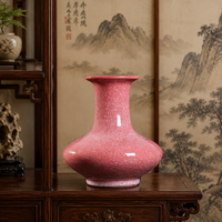 Vase en porcelaine craquelée rose, bouteille à fleurs en céramique effet glace craquelée, artisanat traditionnel, vase décoratif pour la maison, le salon ou l'hôtel
